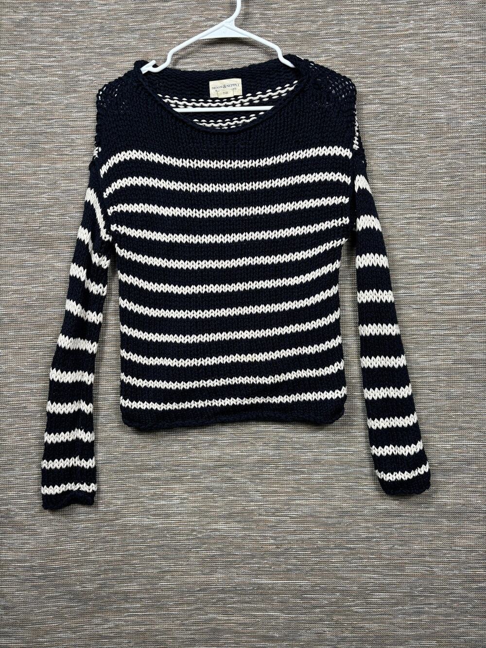 Denim & Supply Ralph Lauren Sweater Womens Small Blue Stripe Nautical Knit